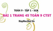 Bài 1 trang 45 Toán 9 tập 1 Chân trời sáng tạo